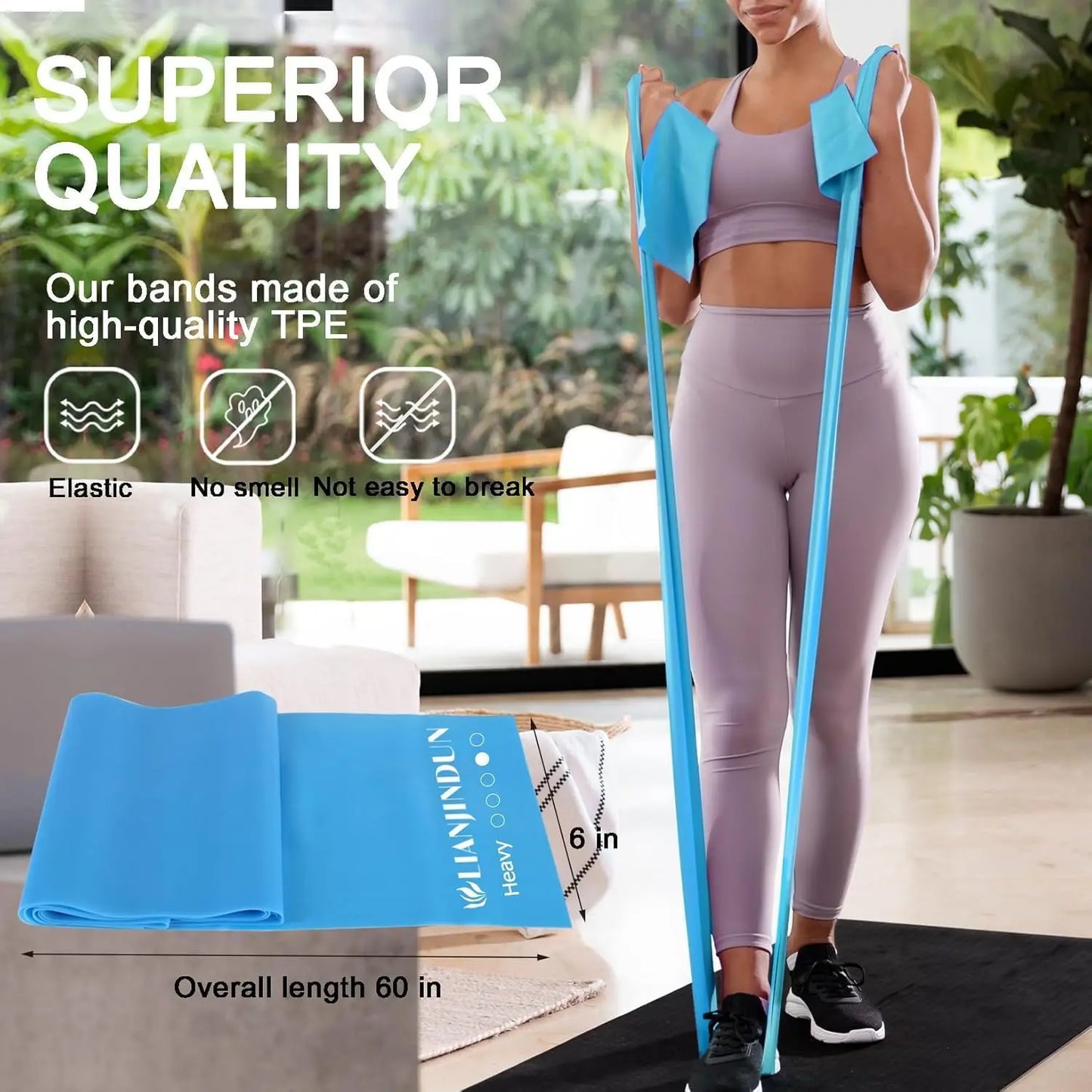 5 Pcs Professional Resistance Bands. Latex-Free, Pilates Band, Work Out Bands, Stretch Bands for Working Out Women or Men, Exerc