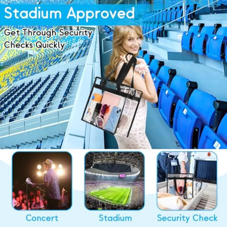 Clear Bag for Stadium Events Approved, 12x6x12 Large Transparent Tote, Clear Bag for Gym Concert Sports