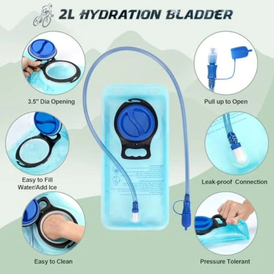Hydration Backpack with 2L Water Bladder, 15L Lightweight Hiking Backpack for Women and Men Small Insulated Hydration Water Pac