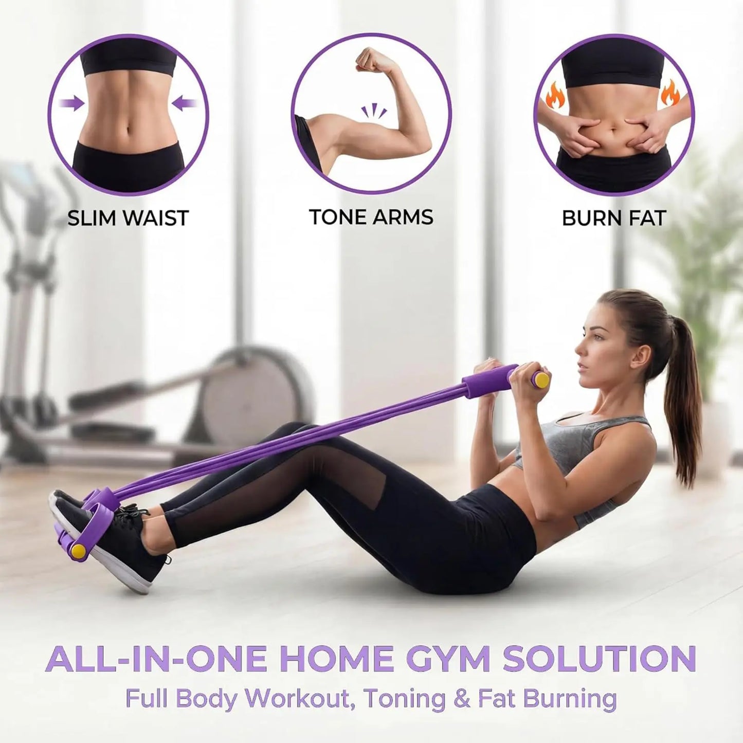 6-Tube Elastic Yoga Pedal Pull Rod Resistance Band - Multi-functional Pedal Pull Rope Resistance Band, Pedal Ankle Puller, TPE Fitness Equipment for Sit-ups, Yoga Stretching and Slimming Training Fitness Equipment, Suitable f