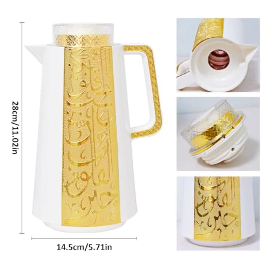 Arabic and Turkish Style Insulated Coffee Carafe33 oz Vacuum Thermal Bottle Flask Teapot Keeping Hot/Cold Tea Water and Coffee