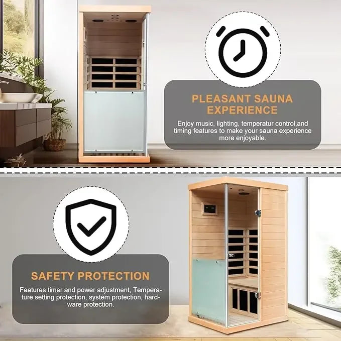 One Person Far Infrared Sauna With Bluetooth Speakers LED Lamp