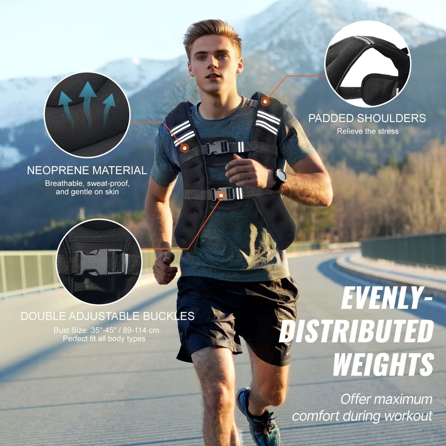 Weighted Vest, 12 lbs Weight Vest with Reflective Stripe, Adjustable Buckle Body Weight Vest for Men Women, Workout Equipment for Strength Training, Running, Jogging, Fitness, and Weight Loss