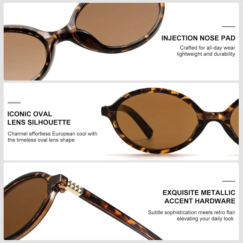 Retro Oval Sunglasses for Women Vintage 90s Y2K Trendy Designer Sun Glasses