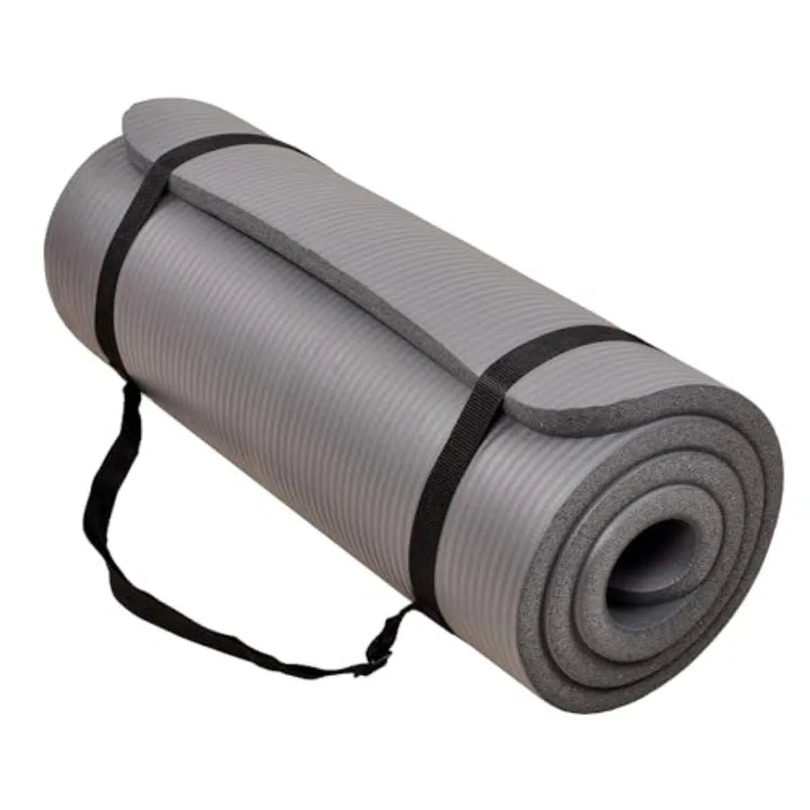 71x24 Inch Extra Thick Yoga Mat 1-Inch High-Density Foam Roll-Up Exercise Pad with Double-Sided Non-Slip Surface and Carrying S