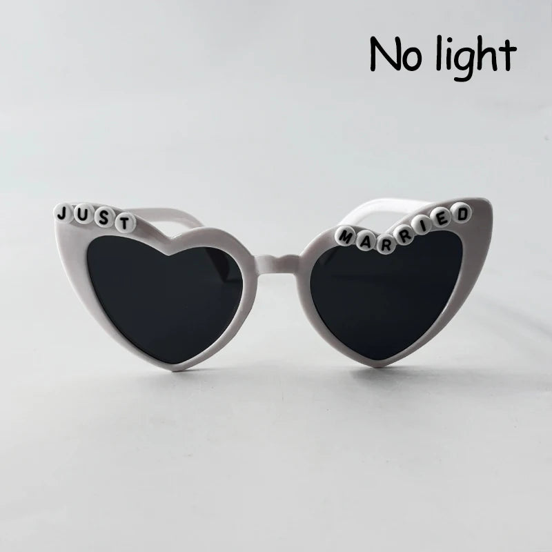 Glowing Just Married Glasses LED Heart Sunglasses Romantic Eyewear for Wedding Couple Lovers Bridal Party