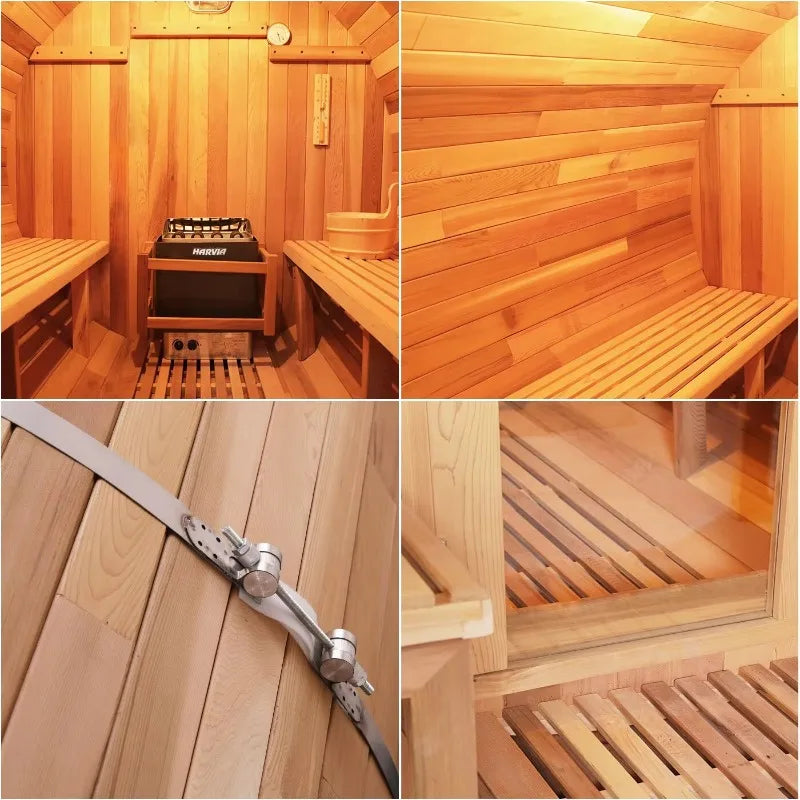 Customizable 4 Person Sauna with Bluetooth Speaker Hemlock Wood Traditional Steam Sauna Room with Audio System for Spa