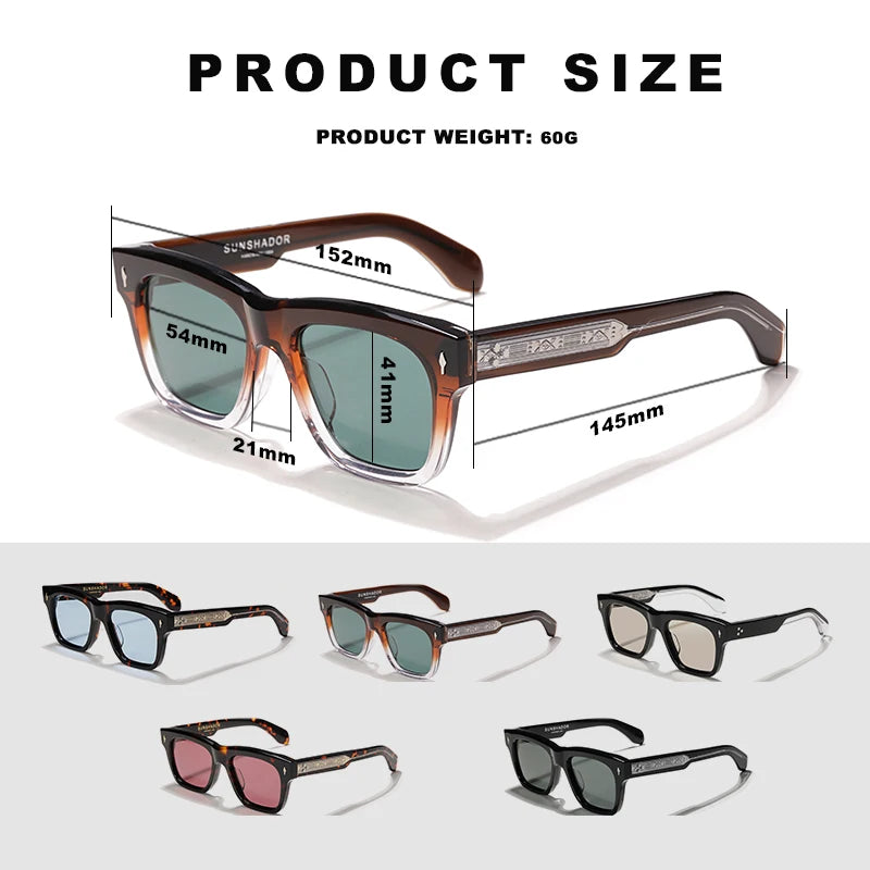 Fashion Top Design Handmade Square Acetate Sunglasses Men Women Classic Sunglasses Outdoor UV400 Protection Eyewear Custom Logo