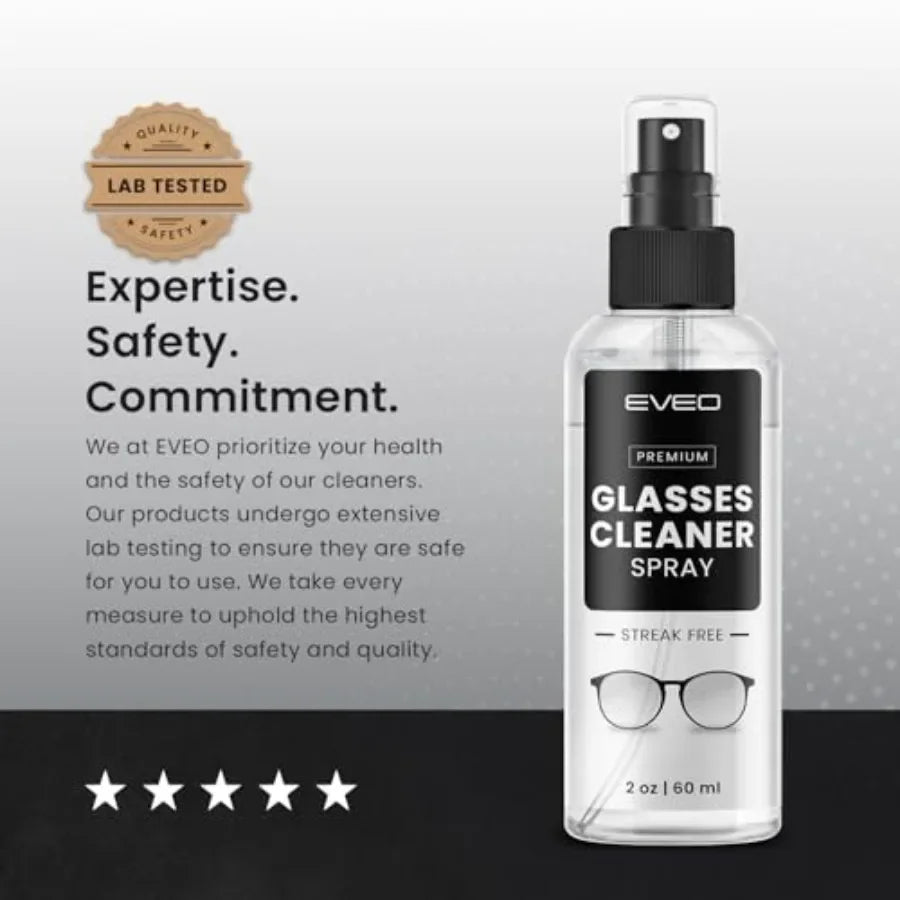 Glasses Cleaner Spray - Eyeglass Cleaner No Streaks x2 Eye Glass Cleaners Spray + x2 Lens Cleaner Microfiber Cleaning Cloth, Gl