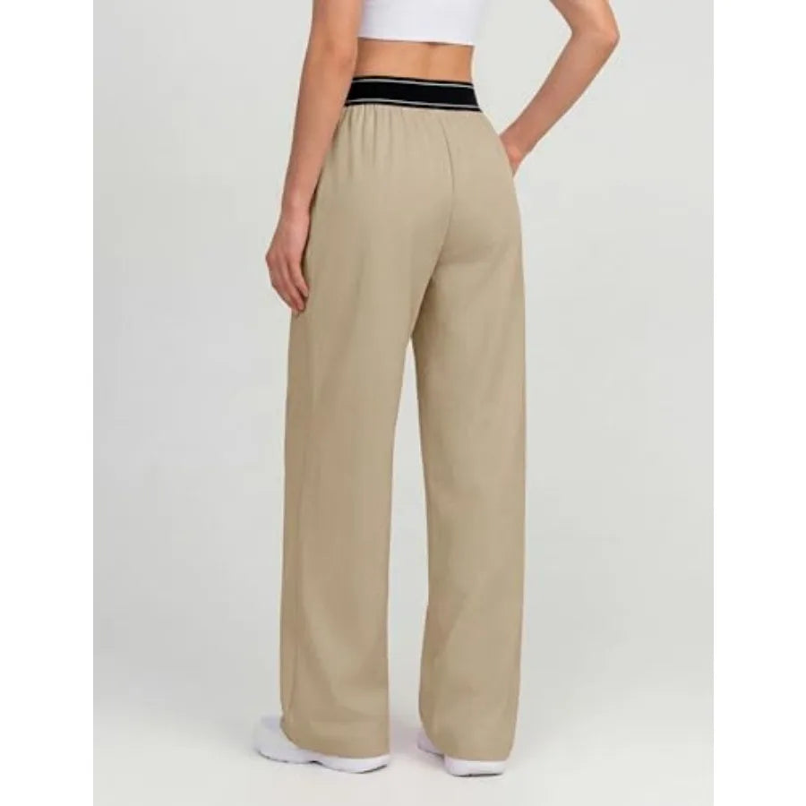 BMJL Womens Track Pants Loose Straight Leg Workout Pants Elastic Waist Lightweight Trousers Summer 2026
