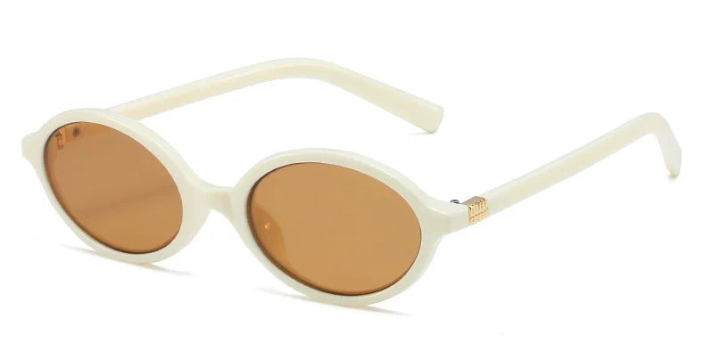 Fashion Oval Retro Sunglasses for Women – Simple Small Frame UV400 Protective Eyewear, Literary Style Luxury Design for Commuting & Travel