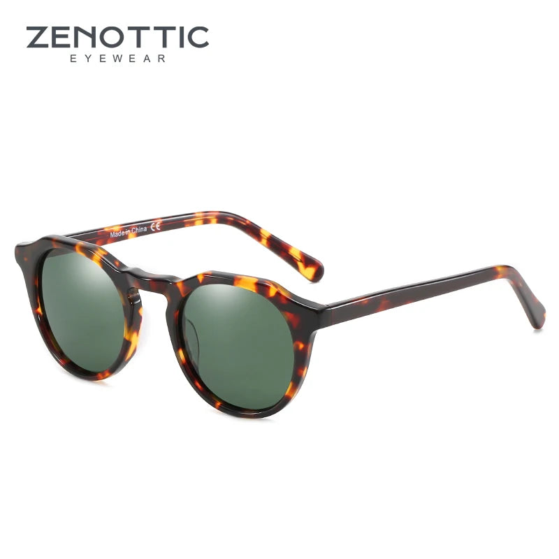 ZENOTTIC Fashion Acetate Polarized Sunglasses Round Vintage  Shade UV400 New Men/Women Retro Sun Glasses 600001S