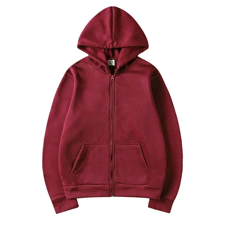 Zipper Hoodies Autumn Winter Men's New Long Sleeve Hooded Sweatshirt Fashion Casual Male Outfit Sportwear Loose Fit Clothes