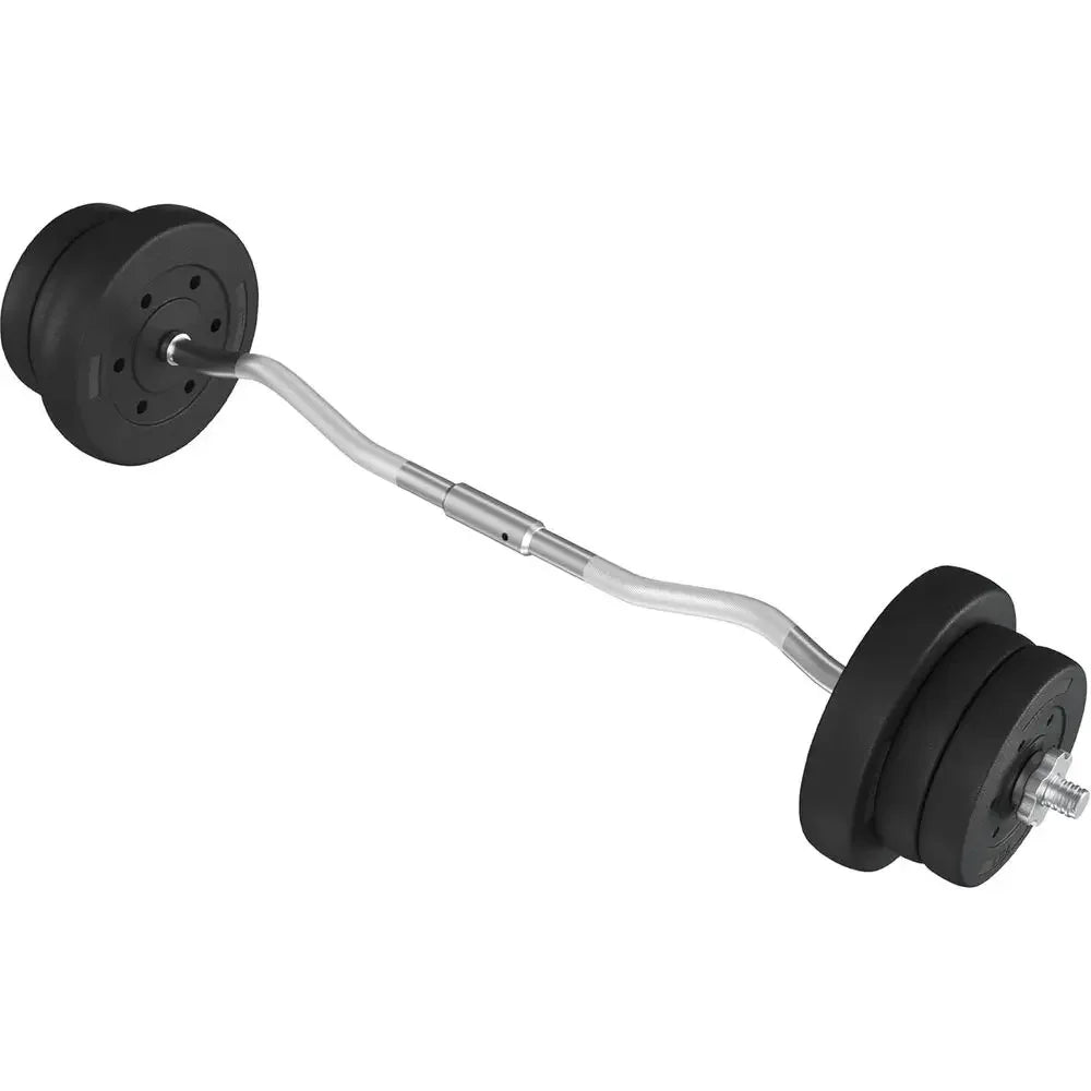 55-Pound Curling Bar Set with Weights for Home Gym Strength Training