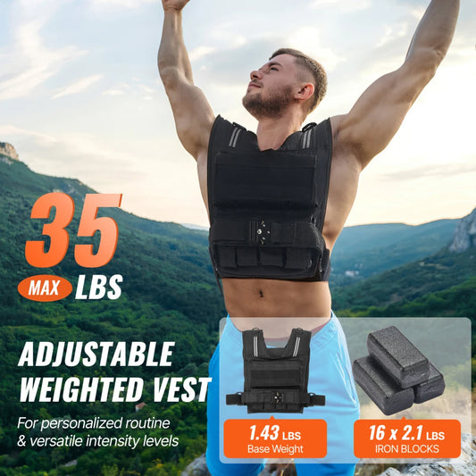 35lb Adjustable Weighted Vest for Men and Women for Strength Training and Running