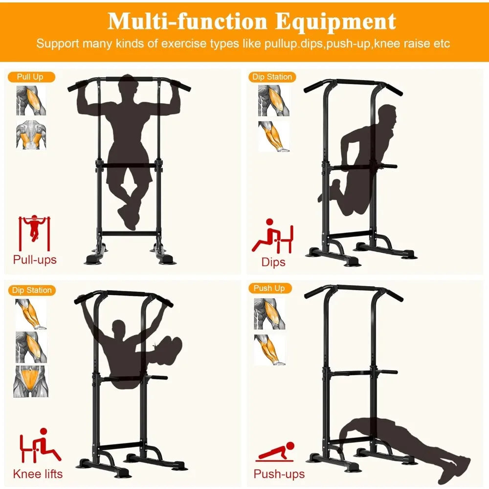 SogesPower Power Tower Dip Station Pull Up Bar for Home Gym Adjustable Height Strength Training Workout Equipment