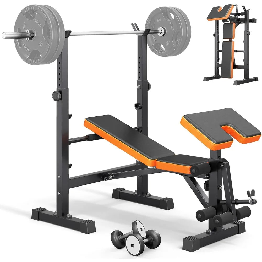 Multi-Function 6 in 1 Weight Bench Set - Leg Press, Preacher Curl Rack