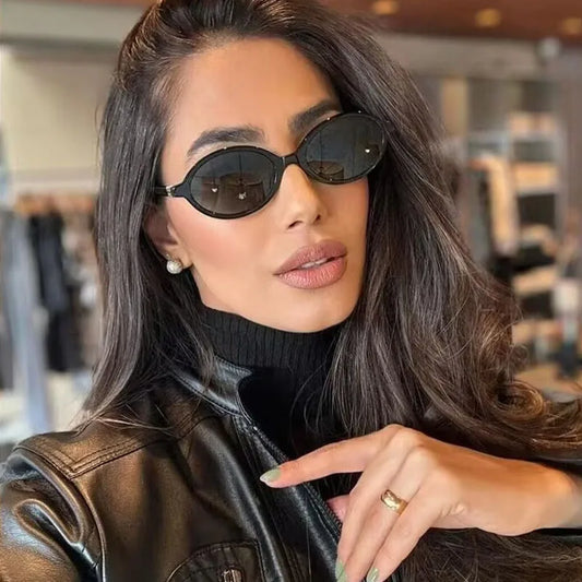 Fashion Oval Retro Sunglasses for Women – Simple Small Frame UV400 Protective Eyewear, Literary Style Luxury Design for Commuting & Travel