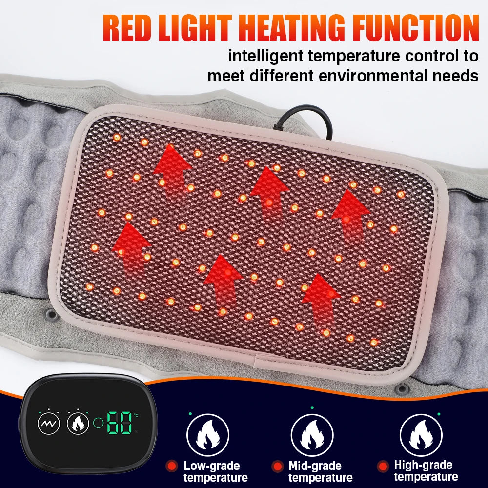 Inflatable Heating Vibration Massage Belt USB Rechargeable Waist Support Back Airbag Abdomen Comfort Device