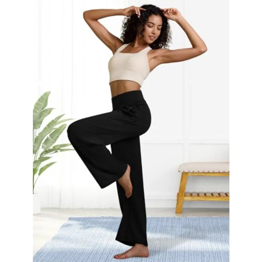 JEKAOYI Womens Wide Leg Yoga Pants High Waist Loose Stretch Casual Lounge Workout Gym Trousers with Pockets