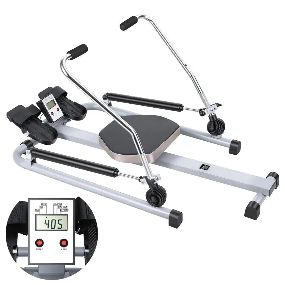 Home Rowing Machine, Hydraulic Rower with LCD Monitor, Adjustable Resistance up to 110LBS & Large Cushioned Seat, 265LBS Quiet R