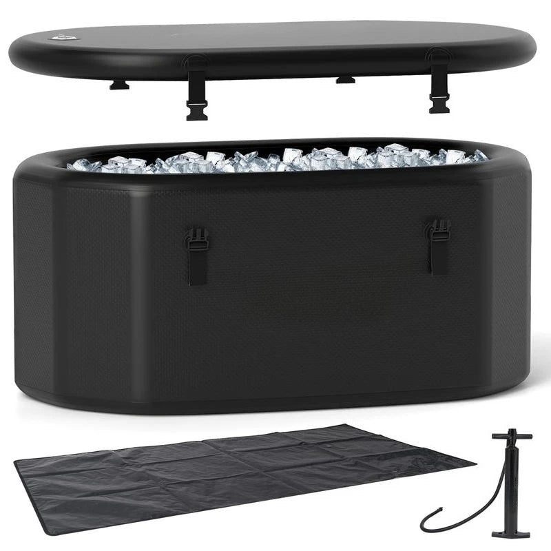Oval Fiberglass Ice Bath Tub With Cover And Hand Pump