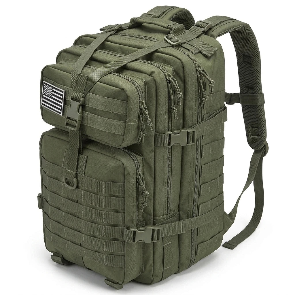 45L Tactical Gym Backpack Molle Water Resistant Sports Bag Large Capacity Training Fitness Workout Pack Men Women Travel Hiking Camping Rucksack Durable Multi Pocket Basketball Football Yoga Shoes Bag Weekend Trip Duffel Dayp