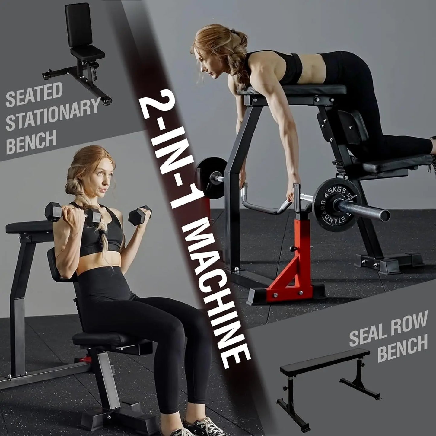 Seal Row Bench, Back Extension Machine Back Machine, with Stationary Bench Combo, Upper Body Workout Equipment for, Customized