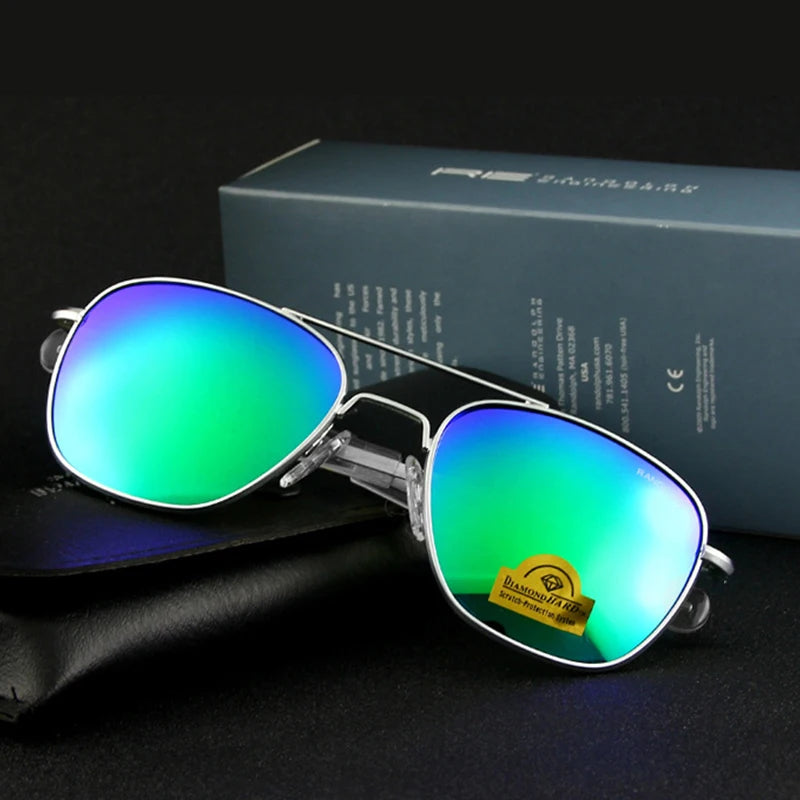 RE Pilot Sunglasses Men UV400 Top Quality American Army Military Mirror AGX Tempered Glass Lens Sun Glasses