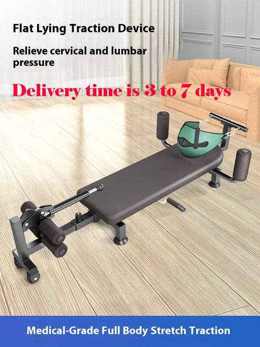 Cervical and lumbar spine soothing device, leg stretching exercise device, home lumbar traction inverted machine