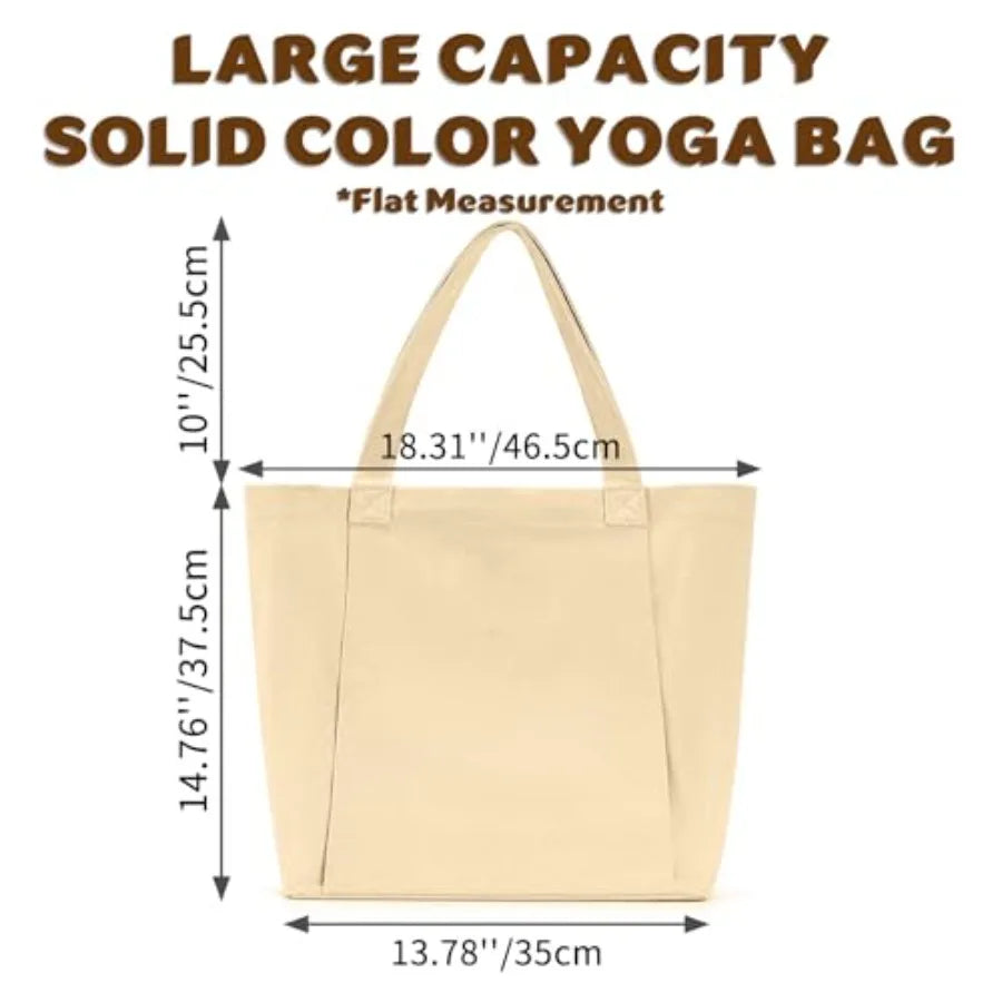 Yoga Mat Carrier, Gym Bag With Yoga Mat Holder, Women Canvas Tote With Shoulder Strap For Pilates, Travel, Office, Sports, Work