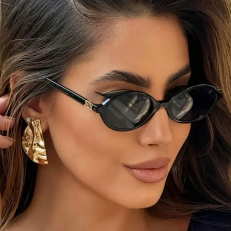 Fashion Oval Retro Sunglasses for Women – Simple Small Frame UV400 Protective Eyewear, Literary Style Luxury Design for Commuting & Travel