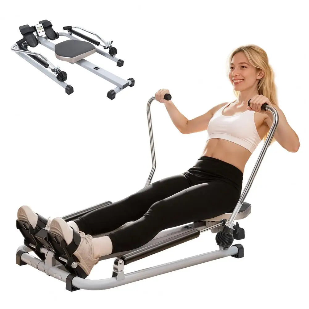 Home Rowing Machine, Hydraulic Rower with LCD Monitor, Adjustable Resistance up to 110LBS & Large Cushioned Seat, 265LBS Quiet R