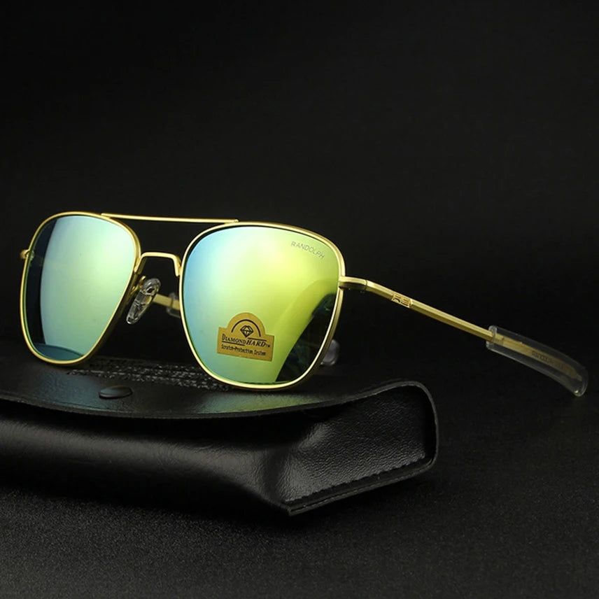 RE Pilot Sunglasses Men UV400 Top Quality American Army Military Mirror AGX Tempered Glass Lens Sun Glasses