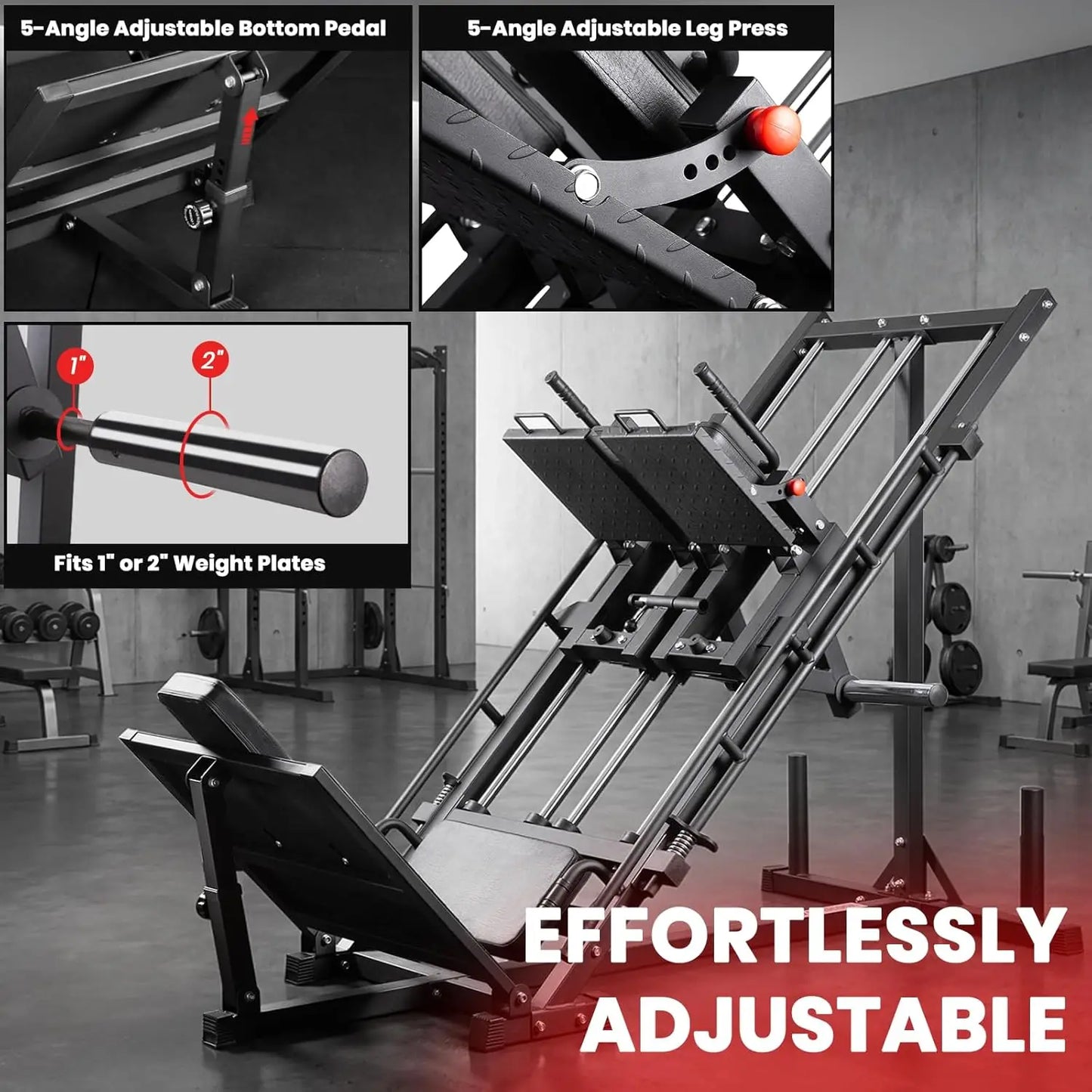 Upgraded 3-in-1 Leg Press Hack Squat Machine with Weight Storage, Professional Adjustable Iso-Lateral Trainer with, Customized