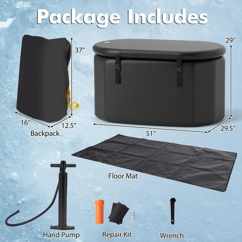 Oval Fiberglass Ice Bath Tub With Cover And Hand Pump