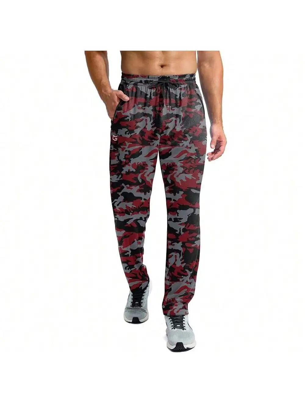 Mens Lightweight Mesh Sweatpants With Zipper Pockets Open Bottom Athletic Pants