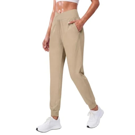 BMJL Women's High Waisted Joggers with Pockets - Soft Lightweight Cross V Waist Active Pants for Running Workout Sweatpants
