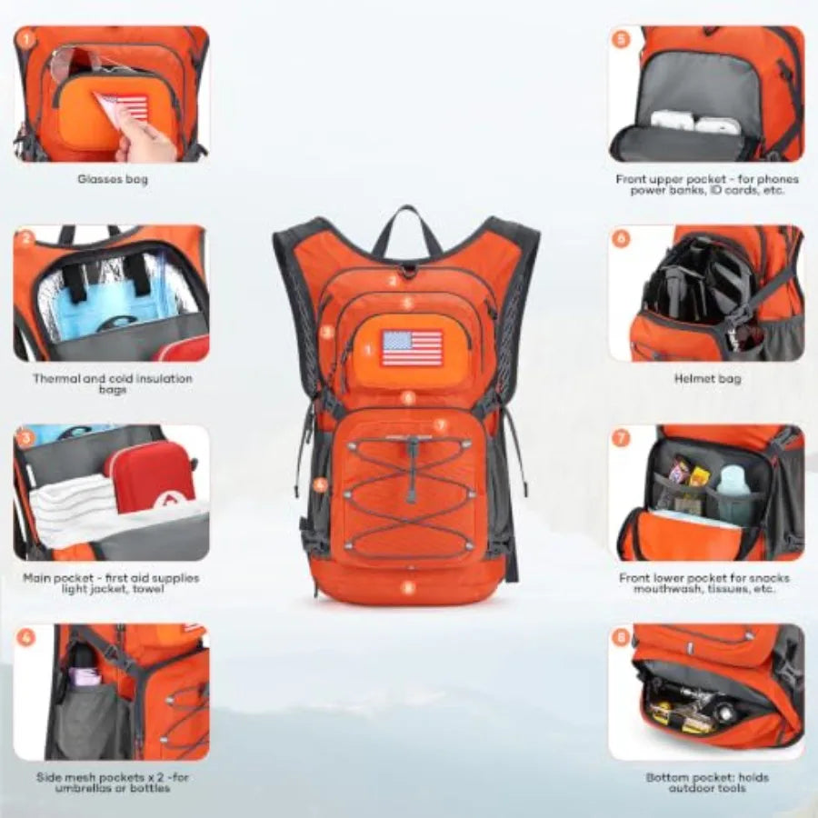 Hydration Hiking Backpack with 2L/3L Water Bladder, High Flow Bite Valve Water Backpack for Men Women Lightweight Insulation fo