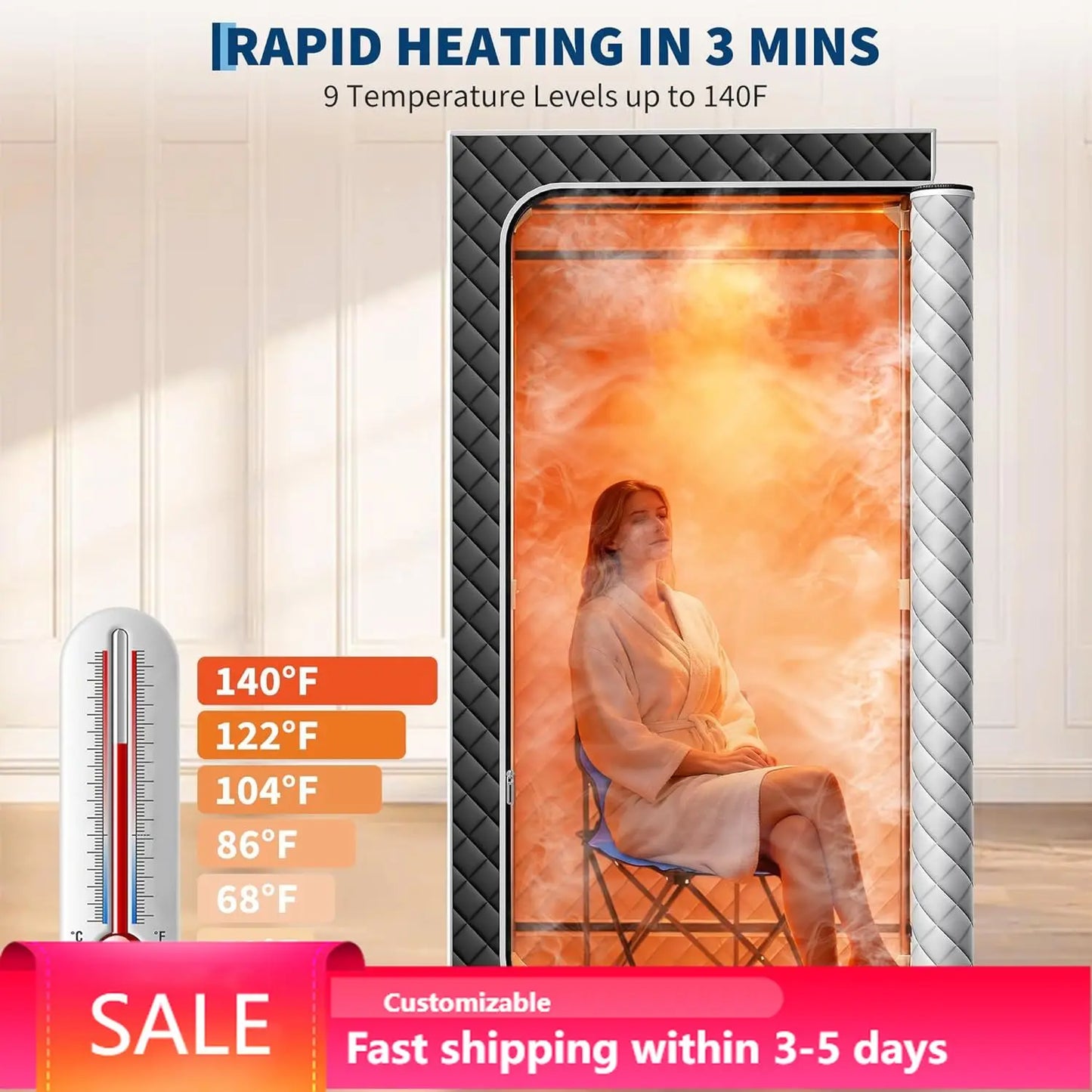 Portable Sauna Box for Home, Personal Sauna Tent for Relaxation, Indoor Steam Sauna Room with 3L/1200W Steamer