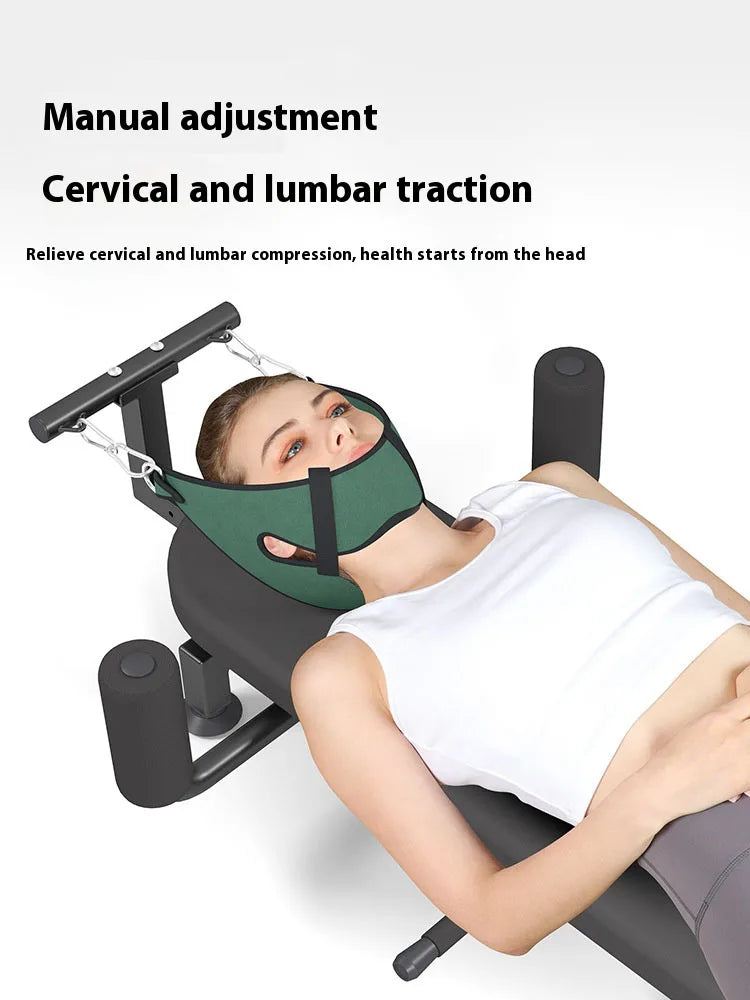 Cervical and lumbar spine soothing device, leg stretching exercise device, home lumbar traction inverted machine