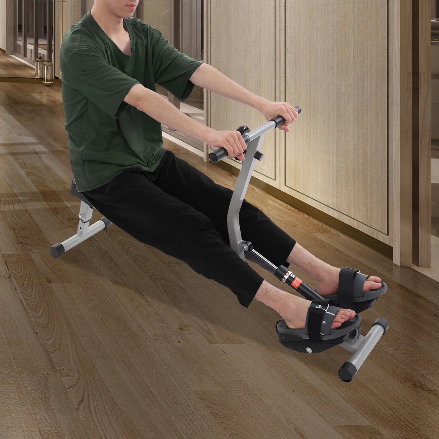 Rowing Machine with English Counter, LED Display Screen, Folding Exercise Equipment for Home Workout