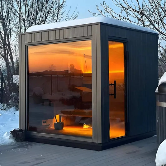 Custom Outdoor Traditional Wet Steam Panoramic Electric Heating Furnace Steam Shower Sauna Room Customized