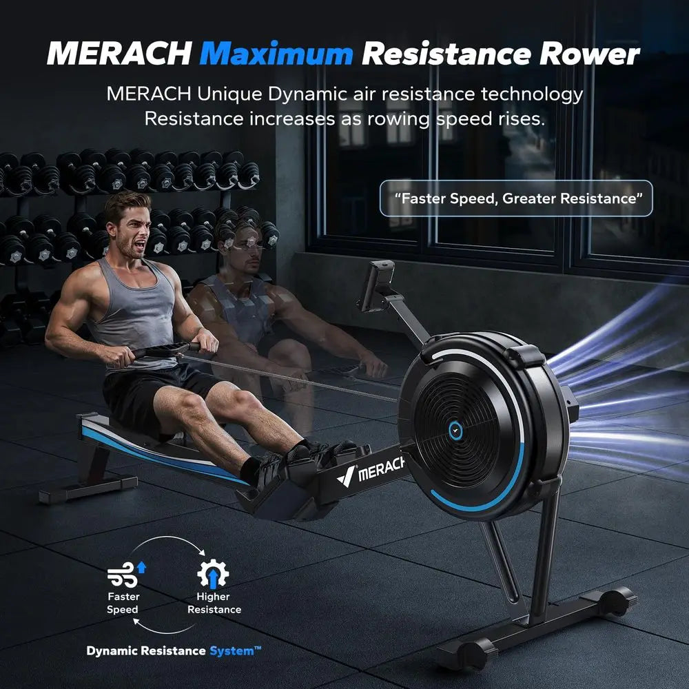 Professional Indoor Rowing Machine, Adjustable Air Resistance Rowing Machines for Home, Ergonomic Comfort Seat, Performance Mon