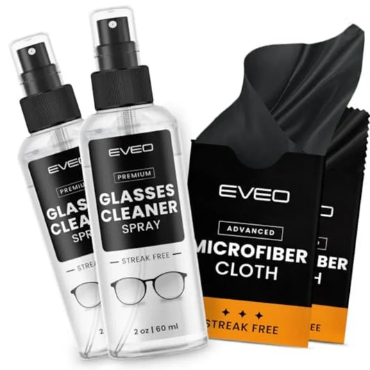 Glasses Cleaner Spray - Eyeglass Cleaner No Streaks x2 Eye Glass Cleaners Spray + x2 Lens Cleaner Microfiber Cleaning Cloth, Gl