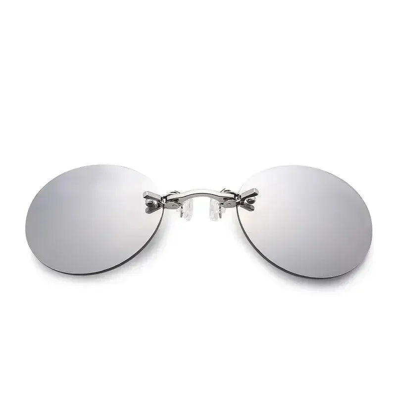 1-2PCS Clip On Nose Glasses Round Rimless Matrix Morpheus Sunglasses Mini Frameless Vintage Men Eyeglasses UV400