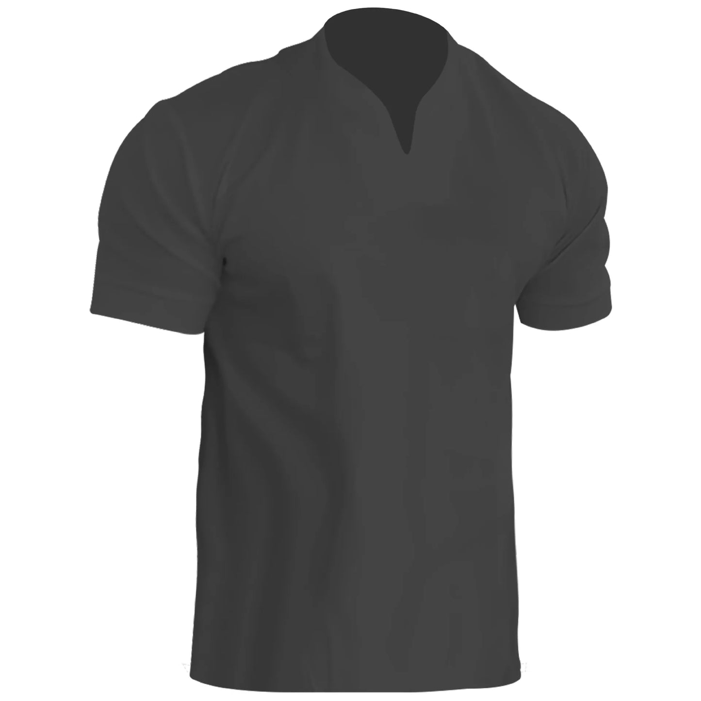 Men's Breathable Polyester V-Neck Tee for Fitness and Outdoor