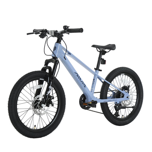 AIVA KNIGHT20 20 Inch Hardtail Mountain Bike, 7-Speed MTB, Bicycle for Teens & Adults, Lightweight Magnesium Frame, Suspension Fork, Front & Rear Disc Brakes
