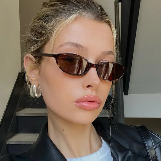 Vintage Small Frame Ellipse Women Sunglasses Brand Black Round Cool Men Sunglasses Designer Circular Sun Glasses for Male Female