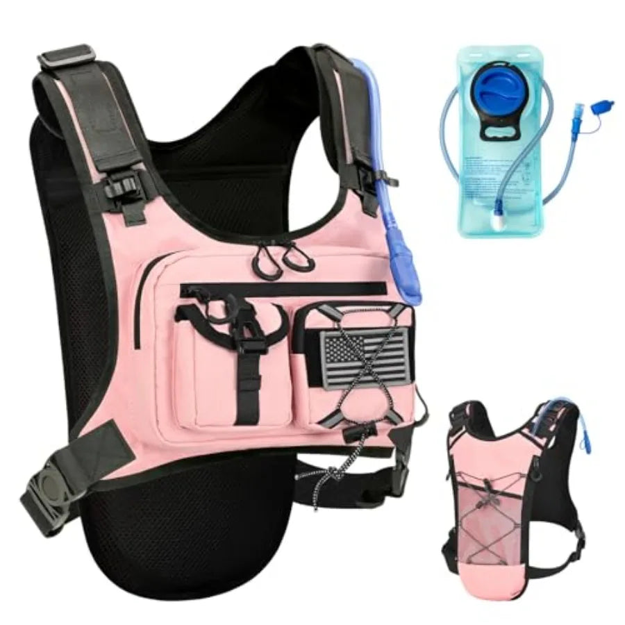 USA Patent Running Hydration Vest Backpack, Lightweight Chest Pack with 2.0L Water Bladder Bag Daypack for Hiking Running Cycli